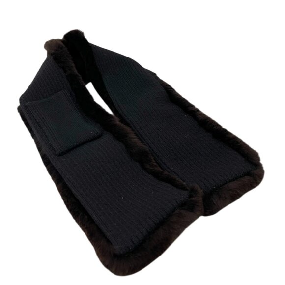 LOUIS VUITTON Vintage LV Logo Muffler Scarf Brown Gray Rabbit Fur Wool [105045] - Picture 8 of 11